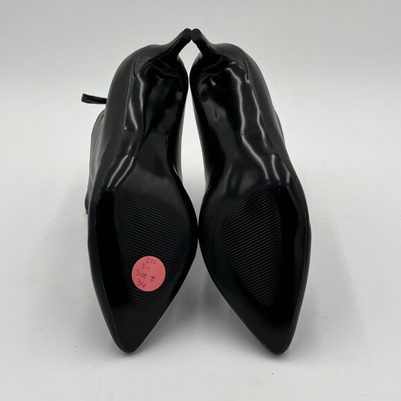 XYD Black Front Rear Double Zips Pointed Toe Low Thin Heel Ankle Boot Dressy - Picture 6 of 6